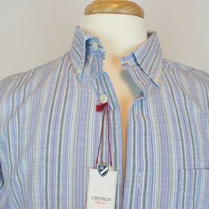 Daniel Cremieux Short-Sleeve Cotton Stripe Print Button Down Shirt M, L NWT